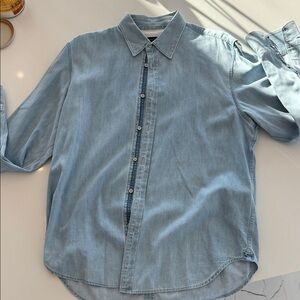 rag & bone Men's Casual Light Blue Shirt